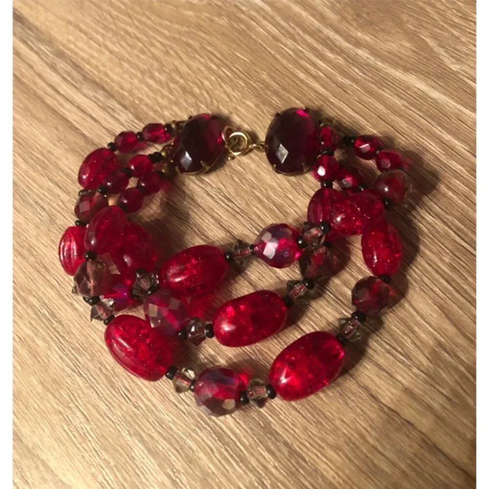 Dark red romantic goth/gothic 3 layers bracelet